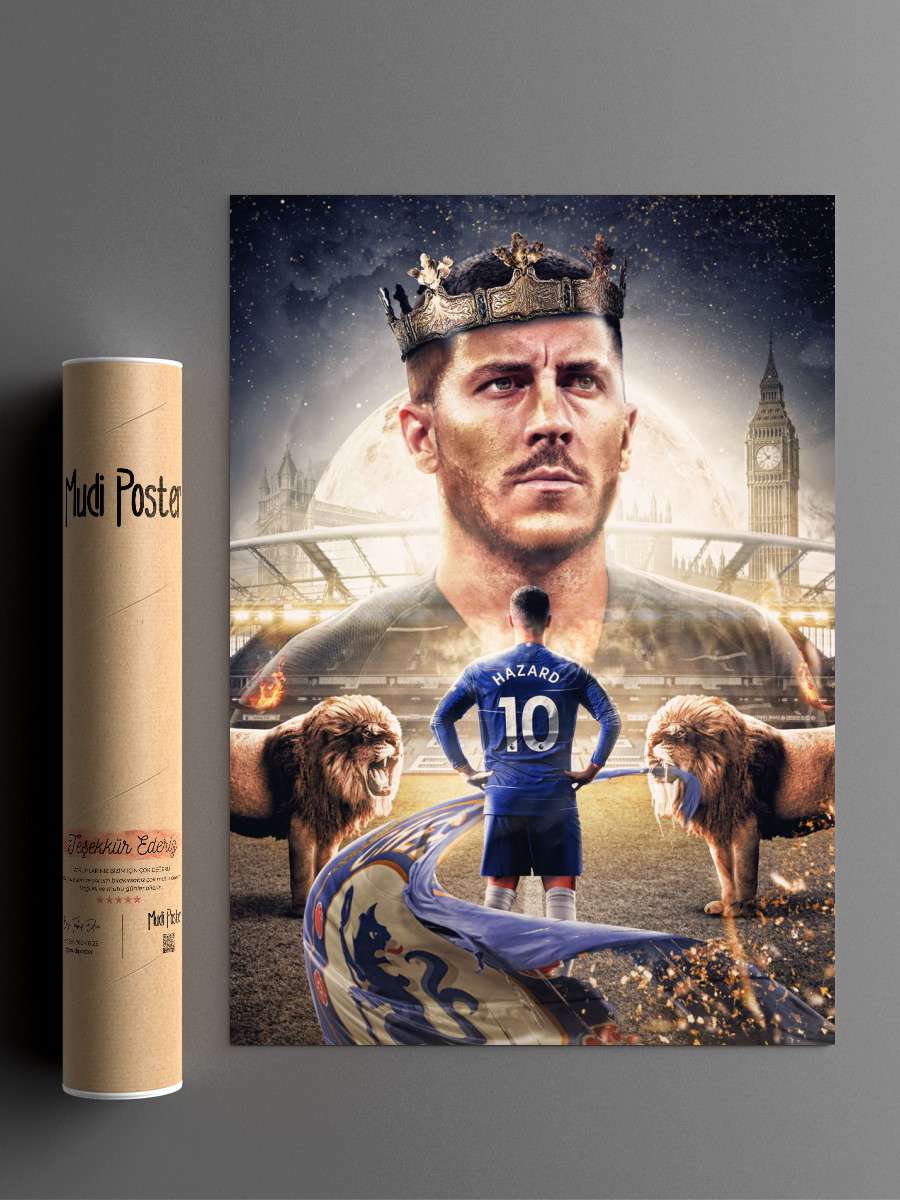 Eden Hazard Futbol Poster Çerçevesiz Yüksek Kalite Futbolcu Duvar Poster