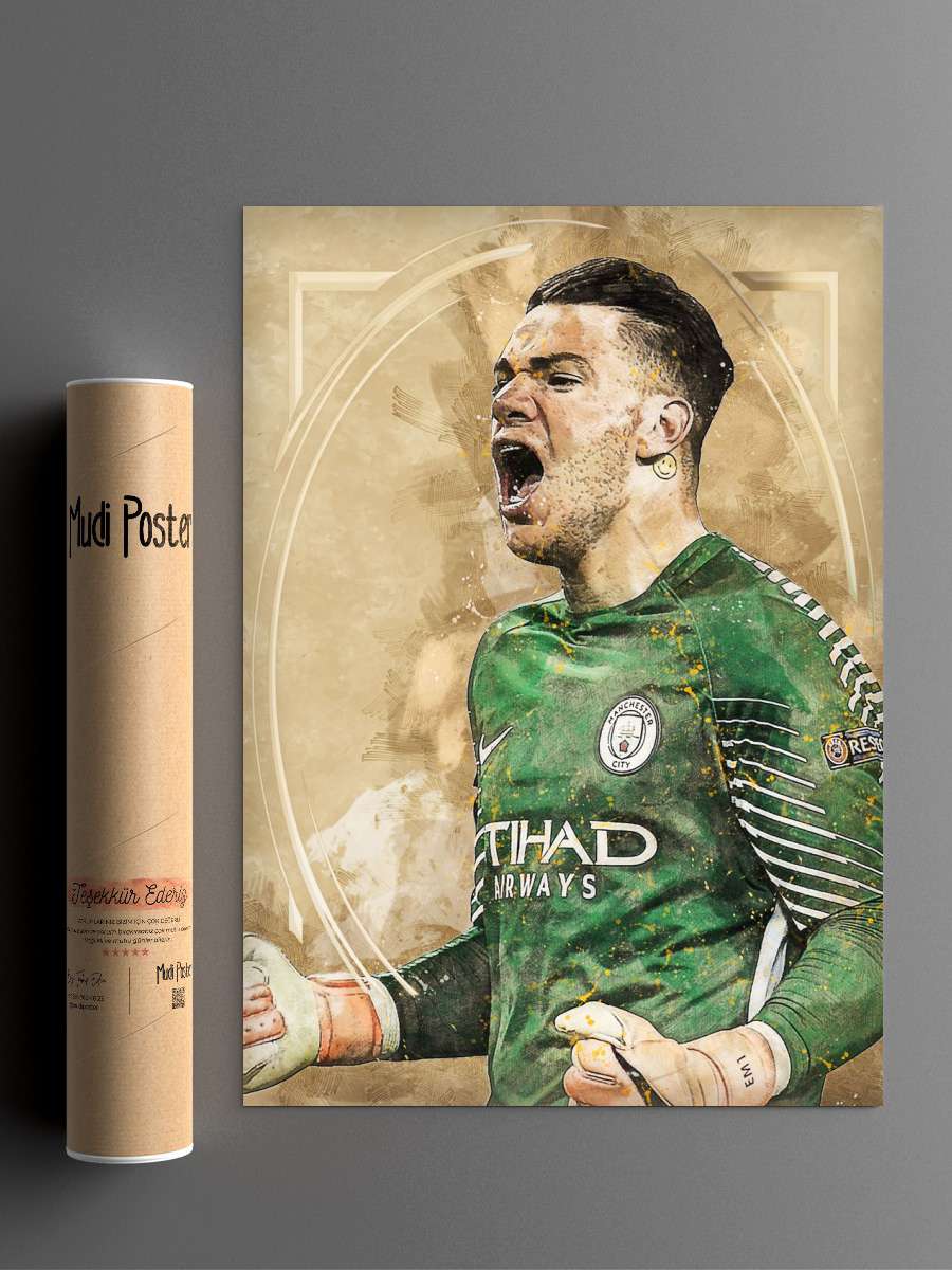 Ederson Futbol Poster Çerçevesiz Yüksek Kalite Futbolcu Duvar Poster