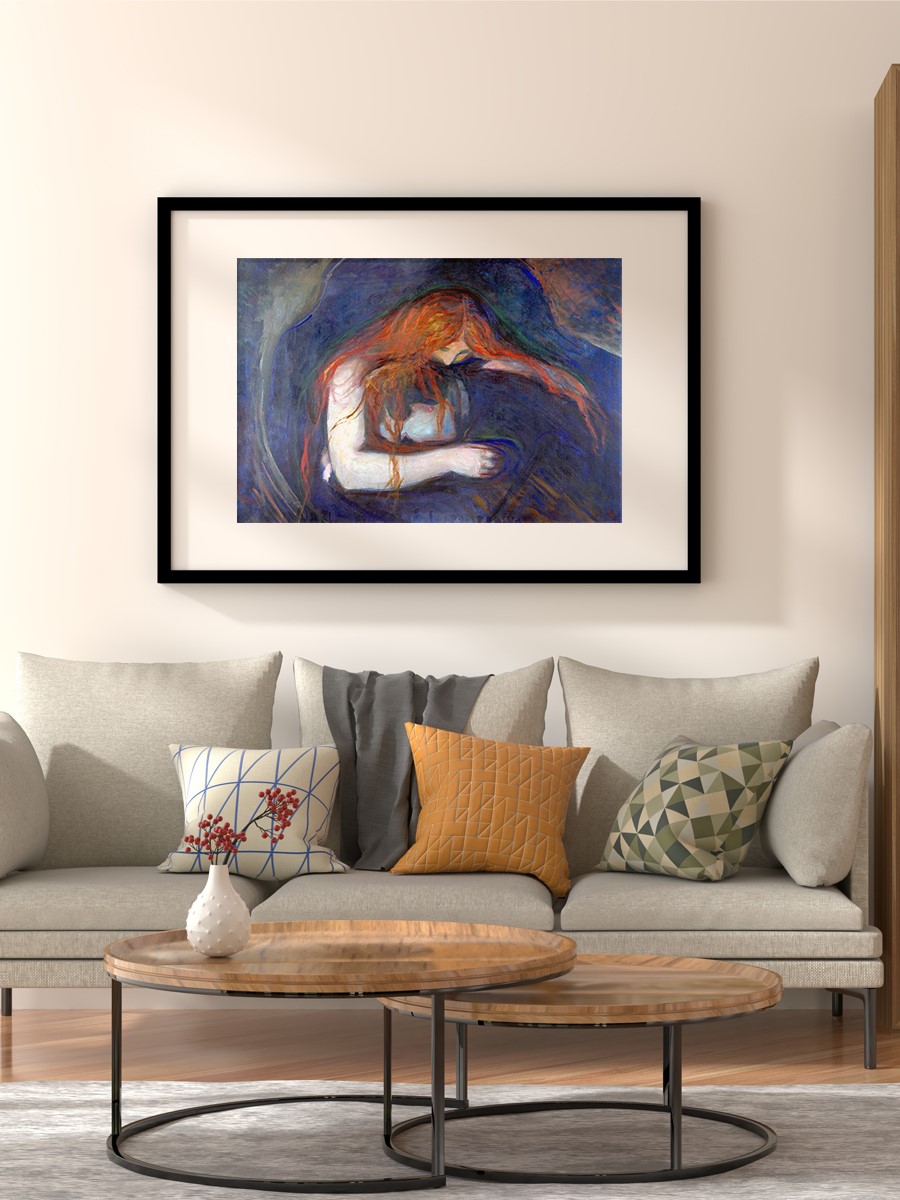 Edvard Munch Vampire Tablo Sanatsal Ünlü Ressam Poster Çerçevesiz Yüksek Kalite Poster