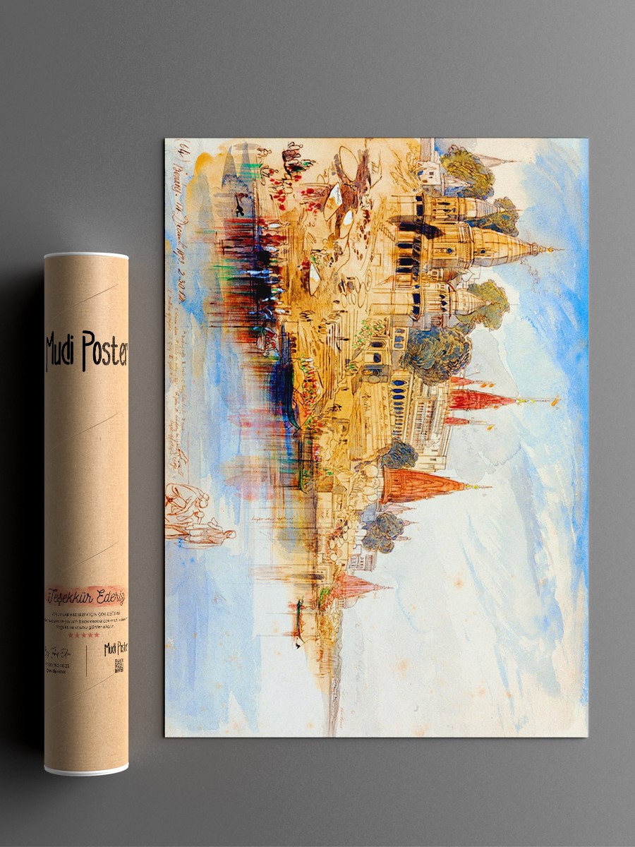 Edward Lear Benares Tablo Sanatsal Ünlü Ressam Poster Çerçevesiz Yüksek Kalite Poster