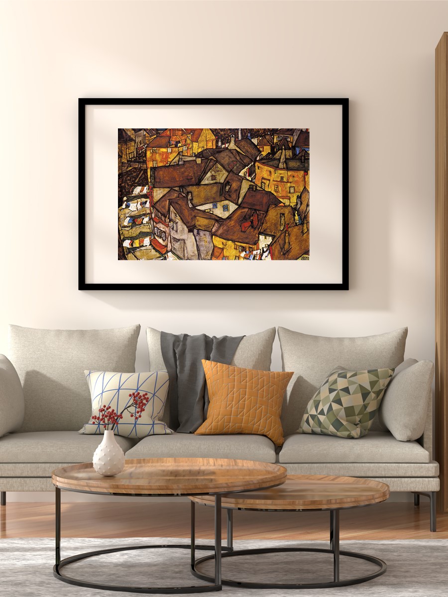 Egon Schiele Yellow City Tablo Sanatsal Ünlü Ressam Poster Çerçevesiz Yüksek Kalite Poster