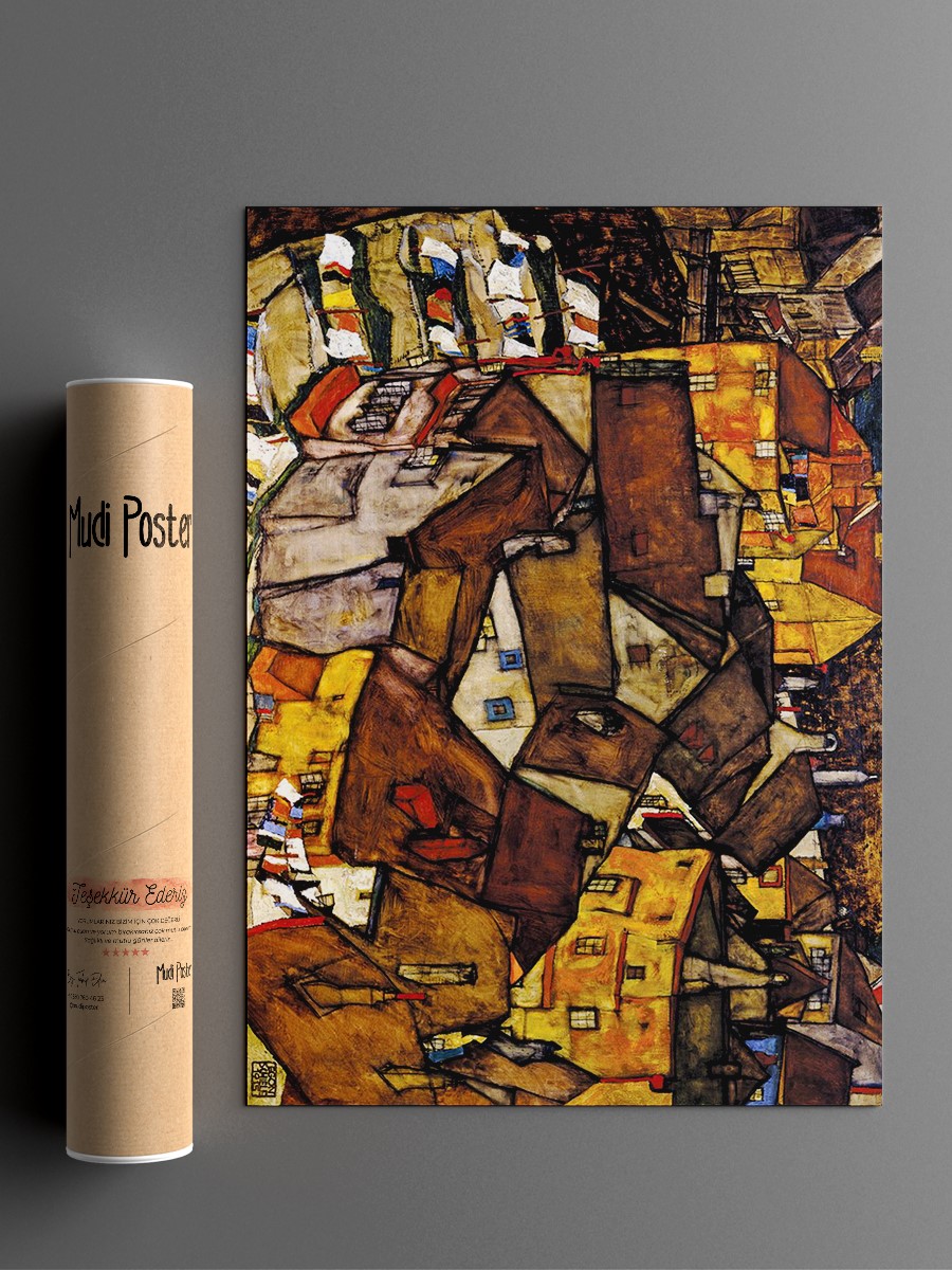Egon Schiele Yellow City Tablo Sanatsal Ünlü Ressam Poster Çerçevesiz Yüksek Kalite Poster