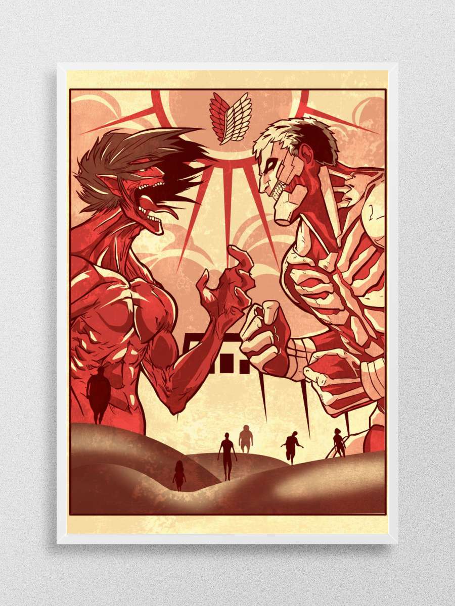 Eren vs Reiner Titans Anime Poster Çerçevesiz Yüksek Kalite Anime Duvar Poster