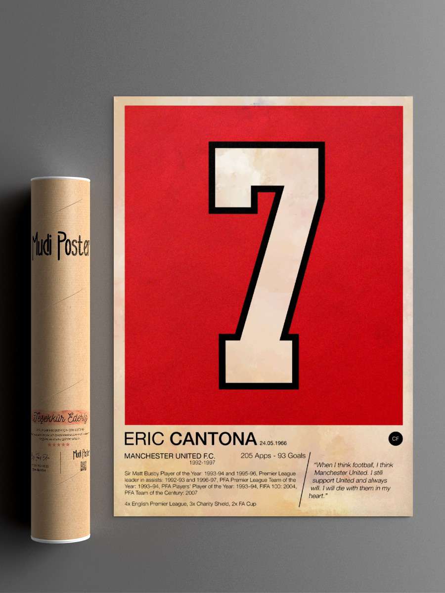Eric Cantona Futbol Poster Çerçevesiz Yüksek Kalite Futbolcu Duvar Poster
