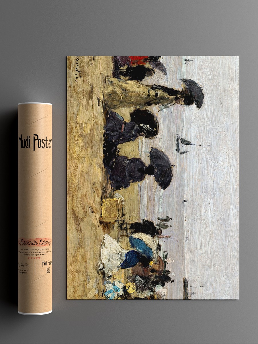 Eugene Boudin The Beach Tablo Sanatsal Ünlü Ressam Poster Çerçevesiz Yüksek Kalite Poster