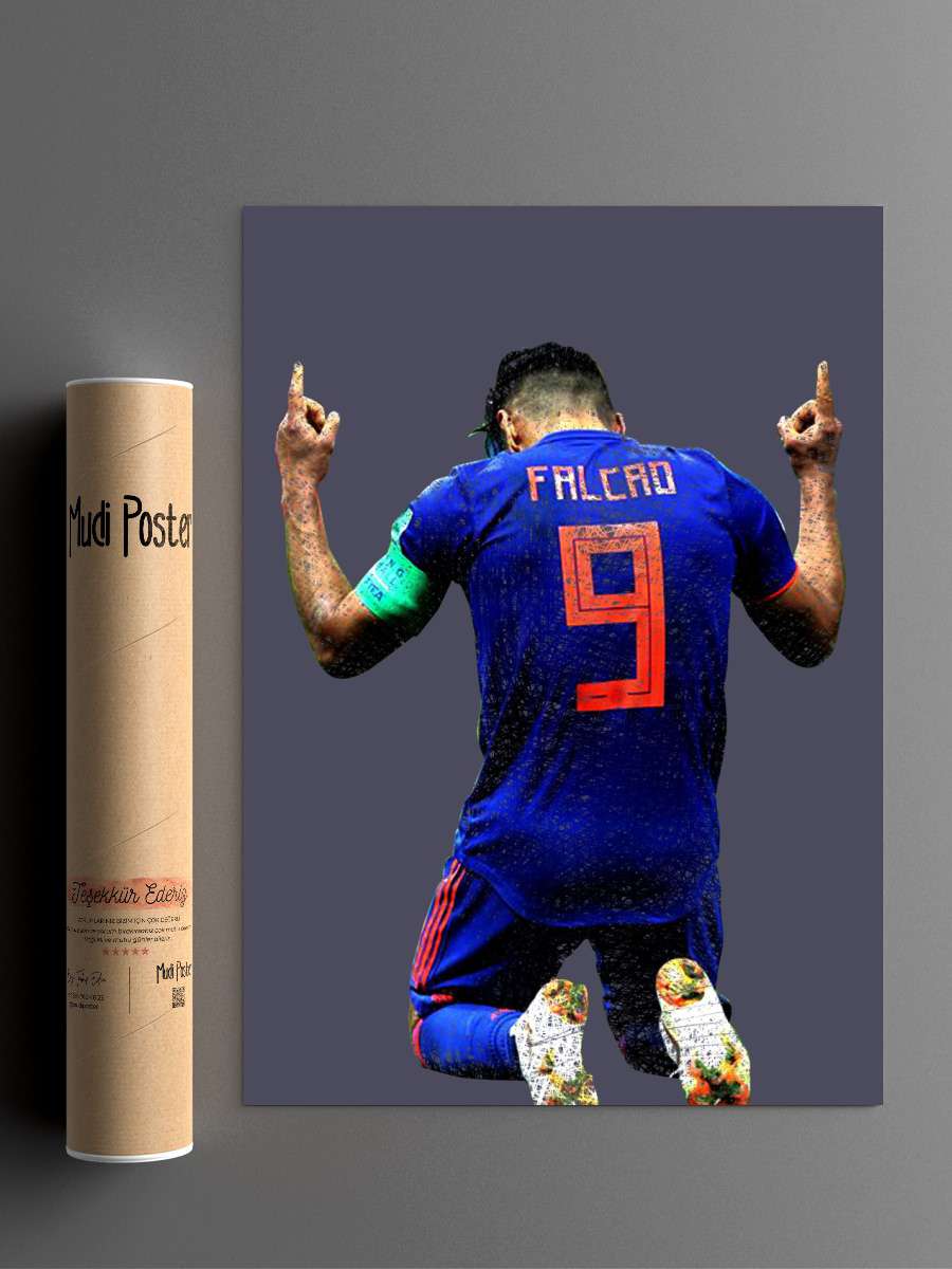 Falcao Scribelle Futbol Poster Çerçevesiz Yüksek Kalite Futbolcu Duvar Poster