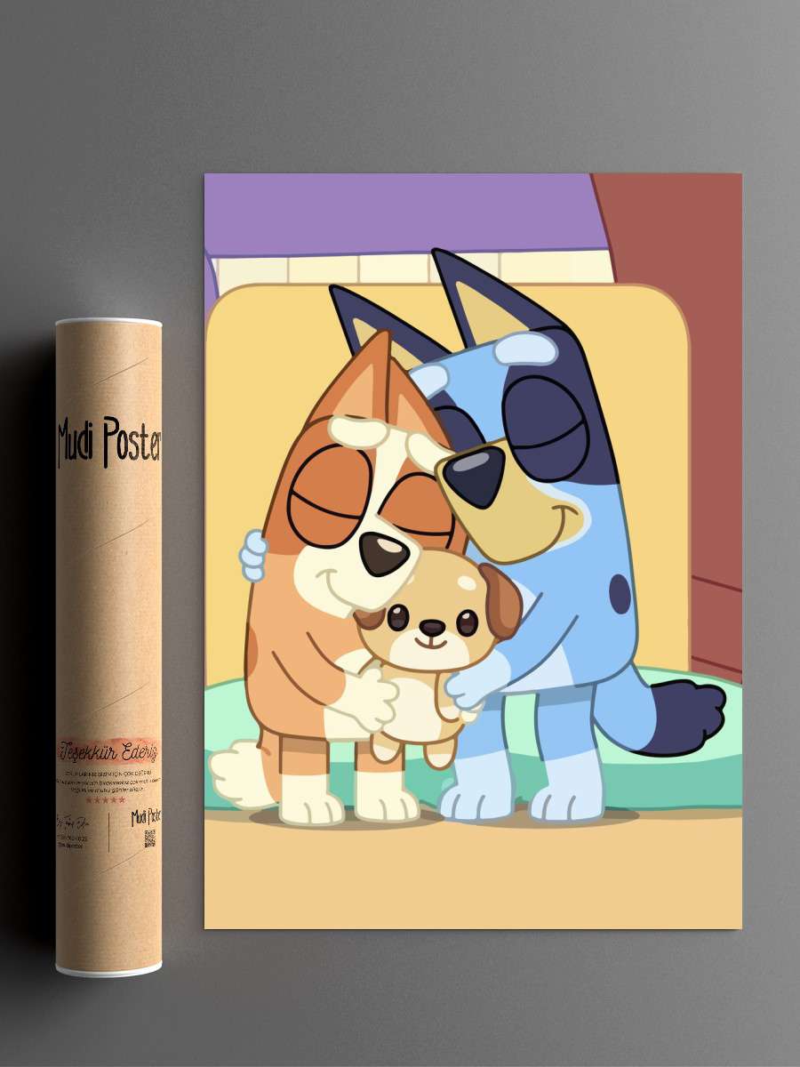 family bluey Anime Poster Çerçevesiz Yüksek Kalite Anime Duvar Poster