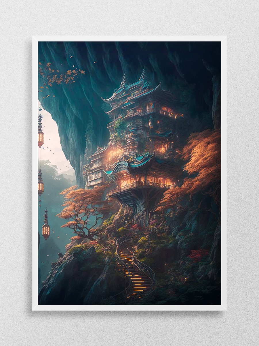 Fantasy Japan House Anime Poster Çerçevesiz Yüksek Kalite Anime Duvar Poster