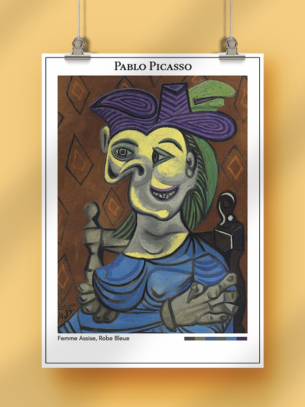 Pablo Picasso Femme Assise, Robe Bleue Poster