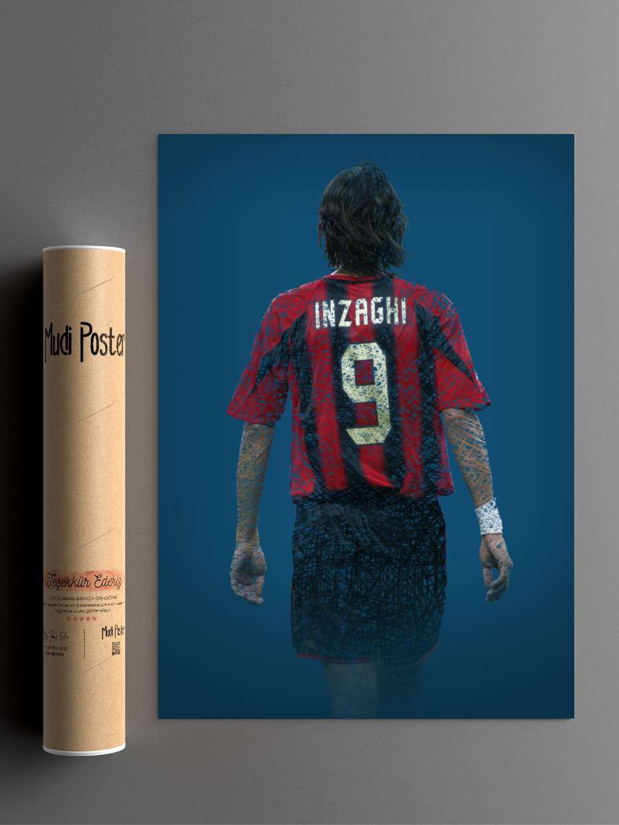 Filippo Inzaghi Futbol Poster Çerçevesiz Yüksek Kalite Futbolcu Duvar Poster