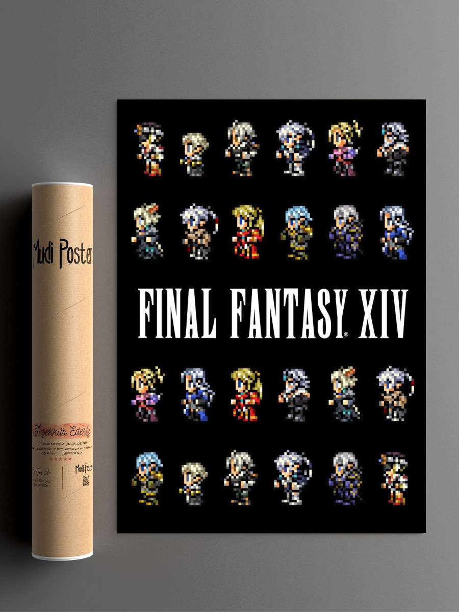 Final Fantasy XIV 14 Pixel Anime Poster Çerçevesiz Yüksek Kalite Anime Duvar Poster