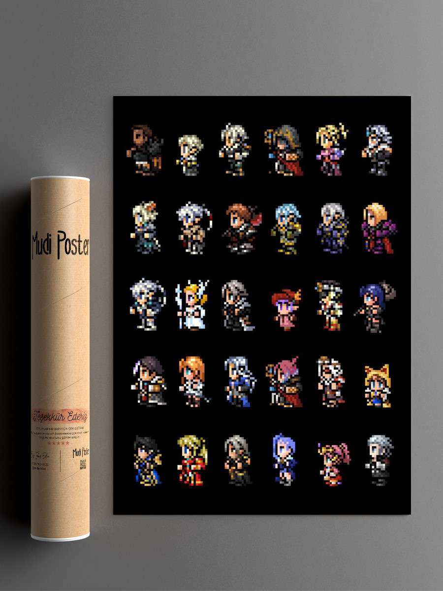 Final Fantasy XIV Pixel Anime Poster Çerçevesiz Yüksek Kalite Anime Duvar Poster