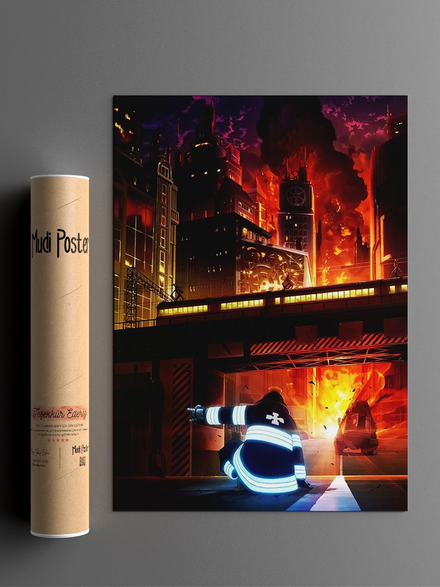 Fire Force Anime Poster Çerçevesiz Yüksek Kalite Anime Duvar Poster