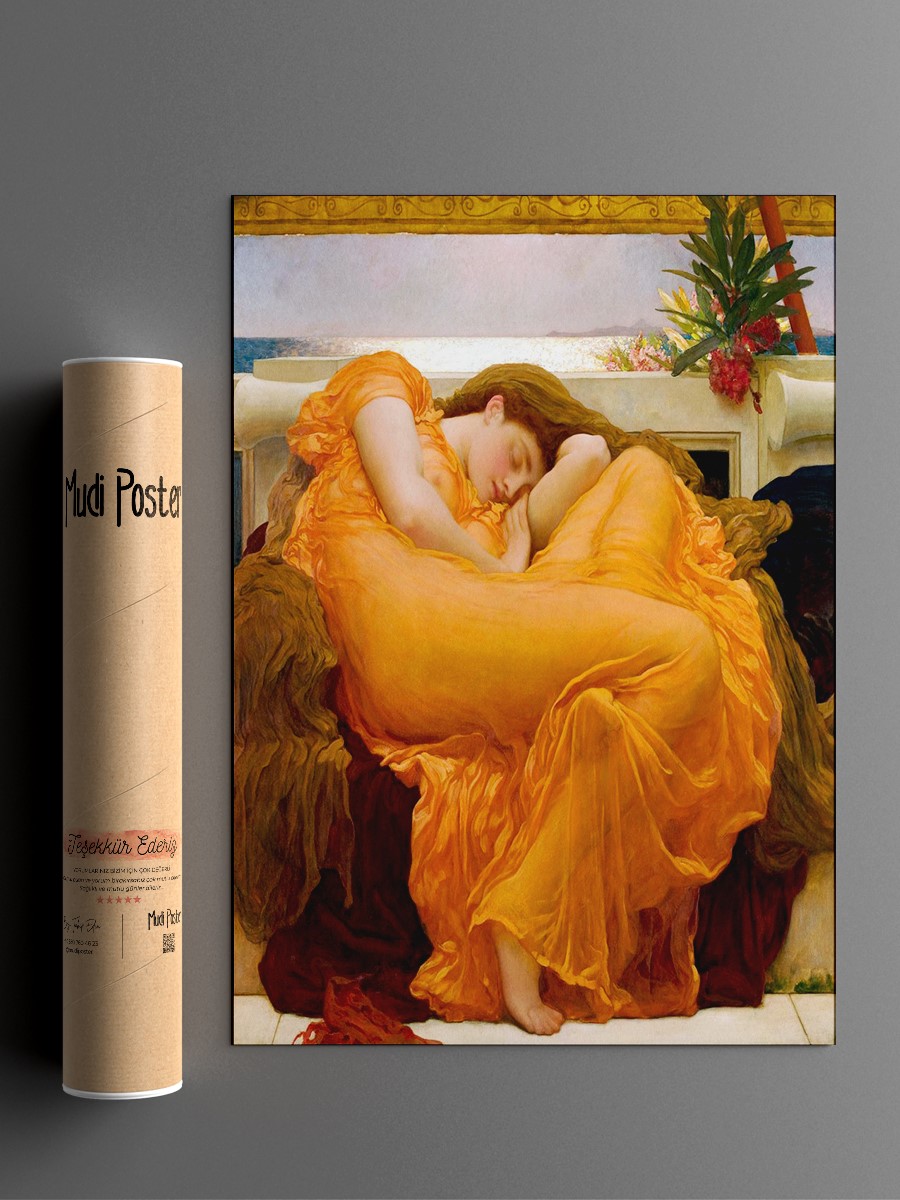 Flaming June Tablo Sanatsal Ünlü Ressam Poster Çerçevesiz Yüksek Kalite Poster