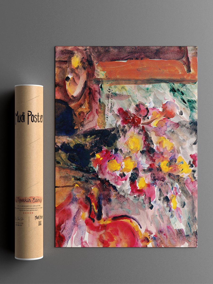 Flower Vase on a Table Tablo Sanatsal Ünlü Ressam Poster Çerçevesiz Yüksek Kalite Poster