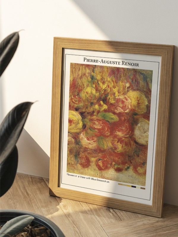 Pierre-Auguste Renoir Flowers in a Vase with Blue Decoration Poster