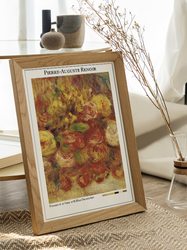 Pierre-Auguste Renoir Flowers in a Vase with Blue Decoration Poster
