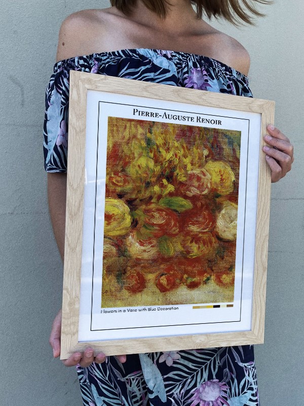 Pierre-Auguste Renoir Flowers in a Vase with Blue Decoration Poster