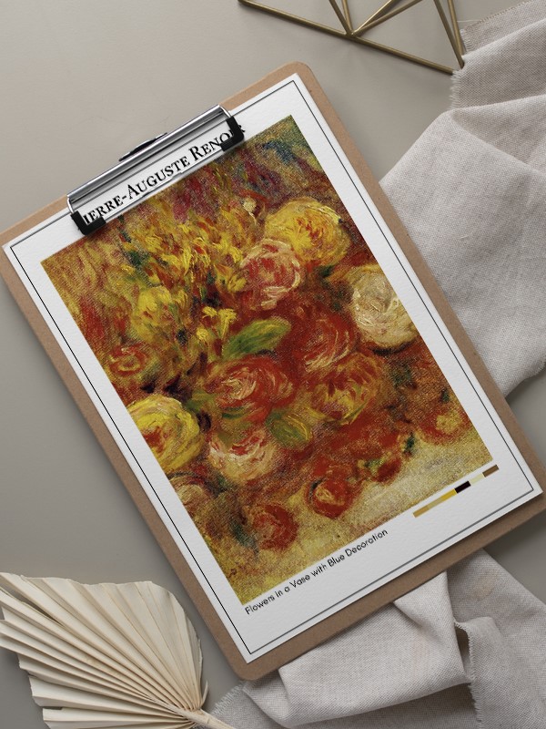 Pierre-Auguste Renoir Flowers in a Vase with Blue Decoration Poster
