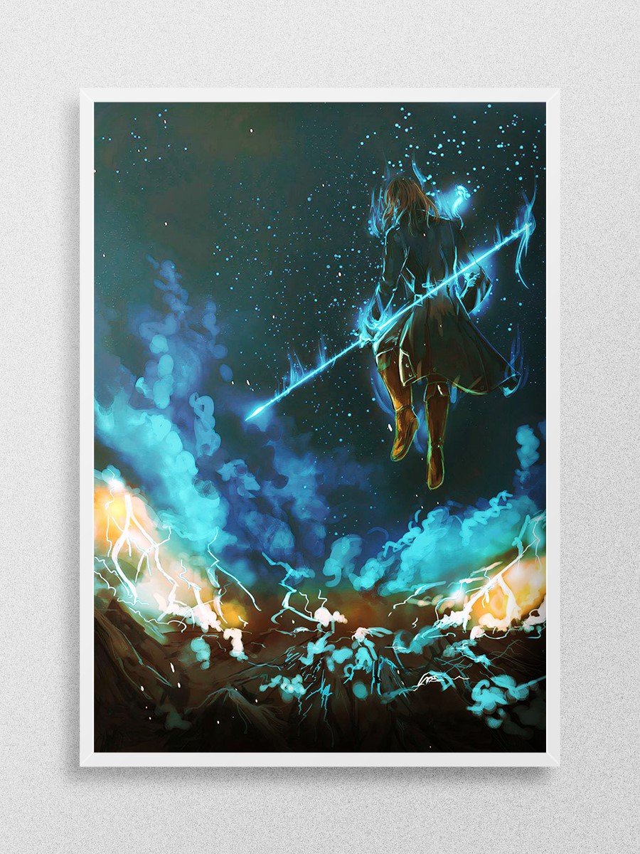 Flying Over The Hill Anime Poster Çerçevesiz Yüksek Kalite Anime Duvar Poster