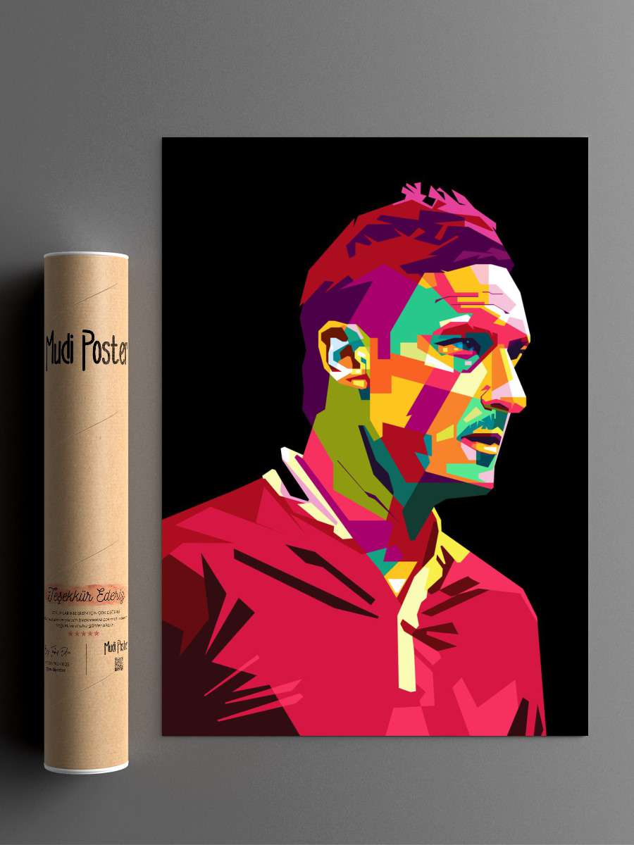 francesco totti in wpap Futbol Poster Çerçevesiz Yüksek Kalite Futbolcu Duvar Poster