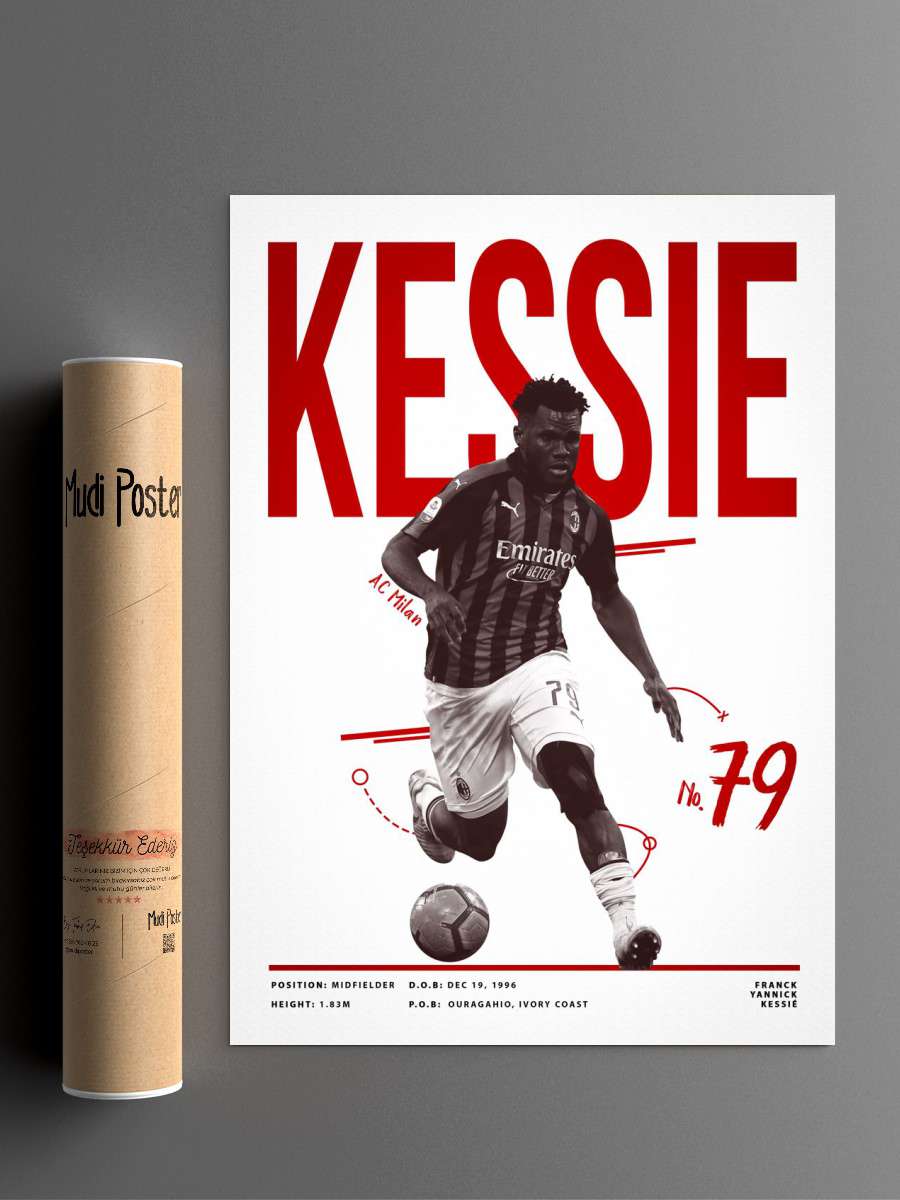 Franck Kessie 79 Futbol Poster Çerçevesiz Yüksek Kalite Futbolcu Duvar Poster