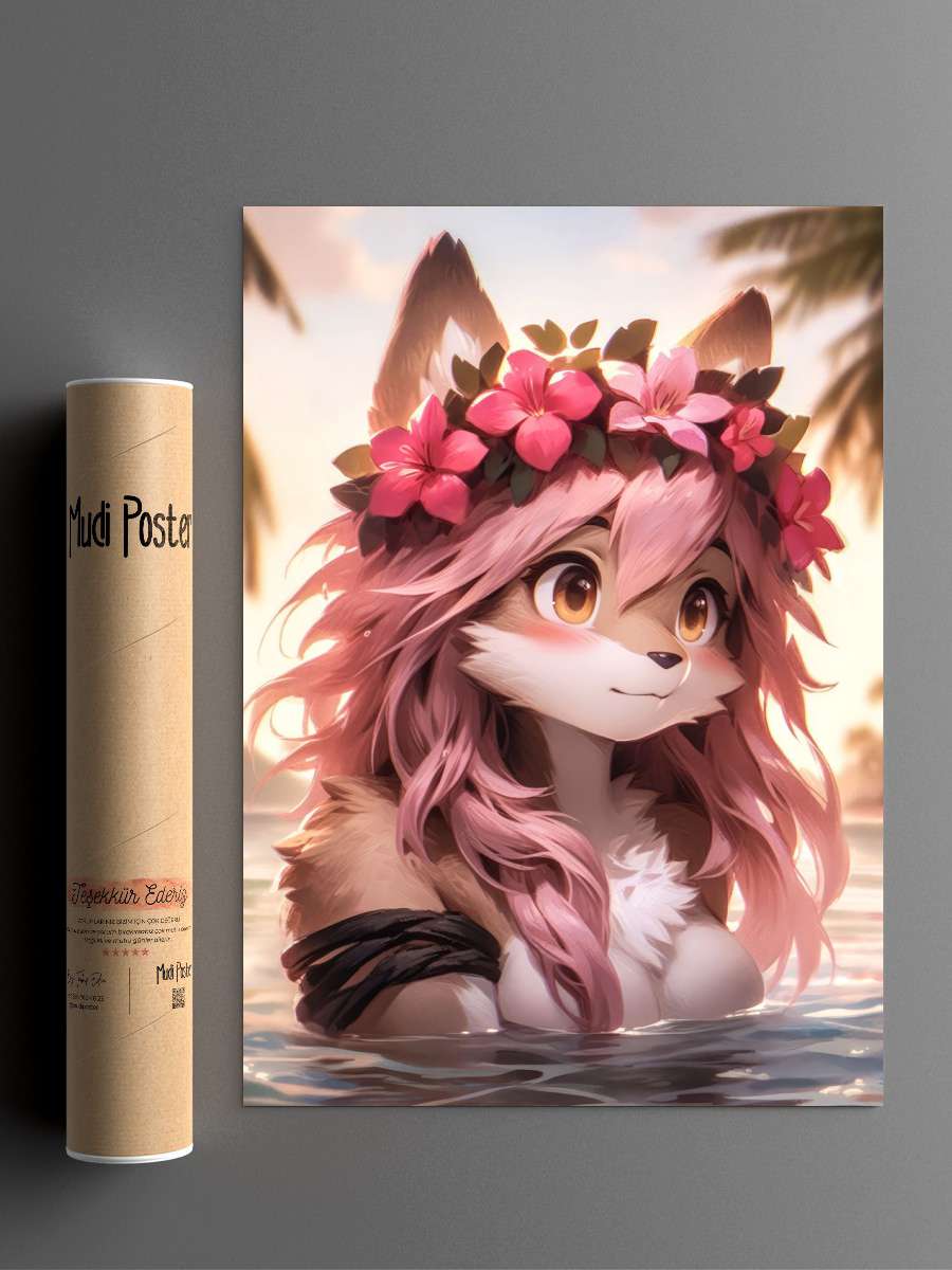 Furry Fox Girl v7 Anime Poster Çerçevesiz Yüksek Kalite Anime Duvar Poster