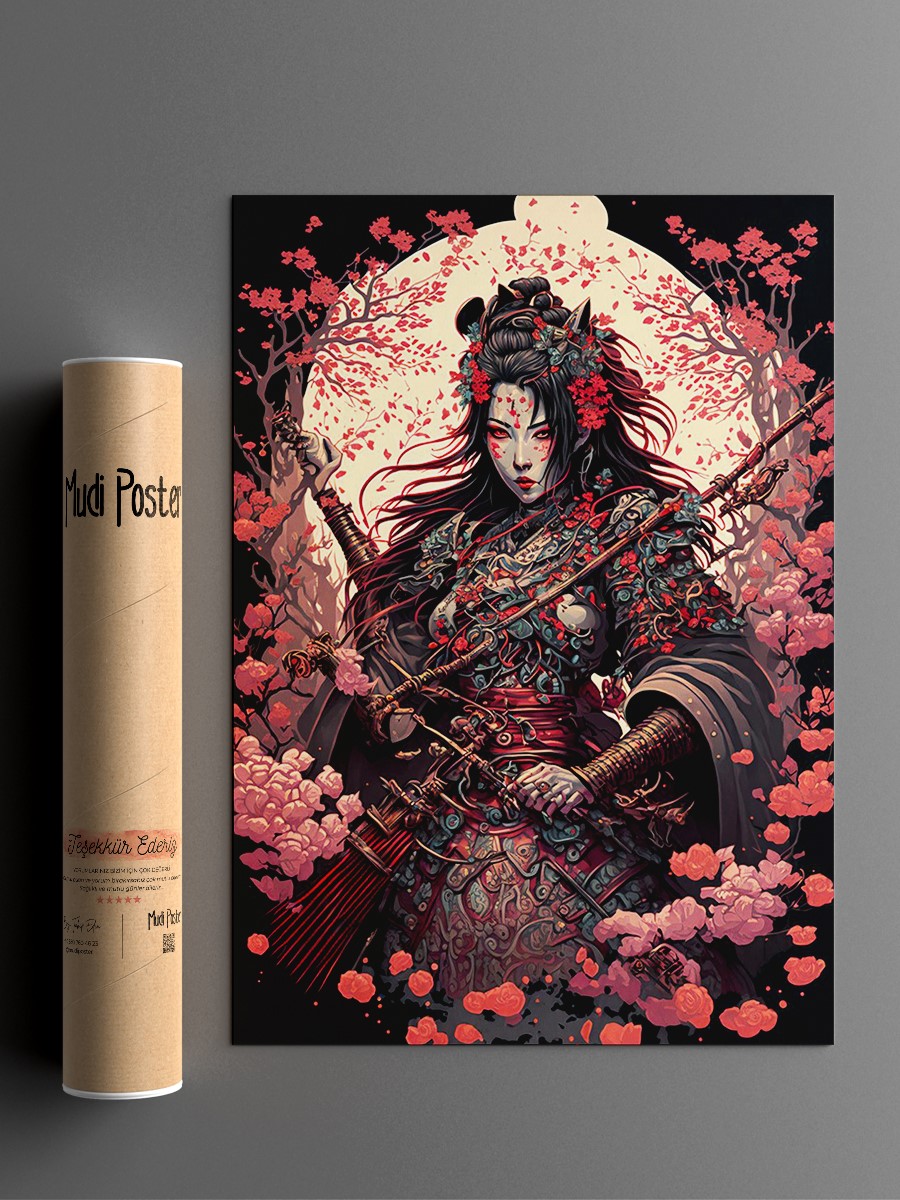  Geisha Samurai Anime Poster Çerçevesiz Yüksek Kalite Anime Duvar Poster