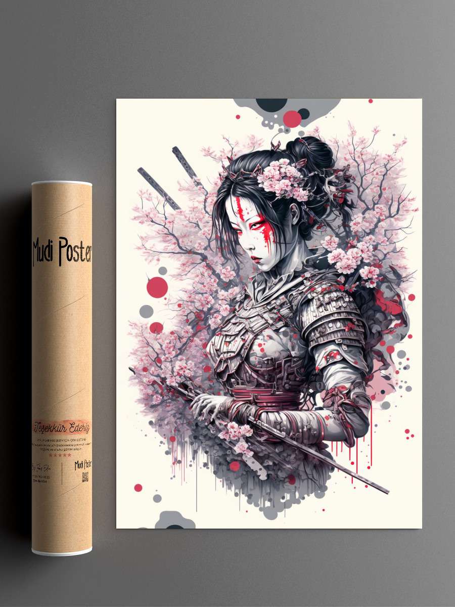 Geisha Samurai Anime Poster Çerçevesiz Yüksek Kalite Anime Duvar Poster