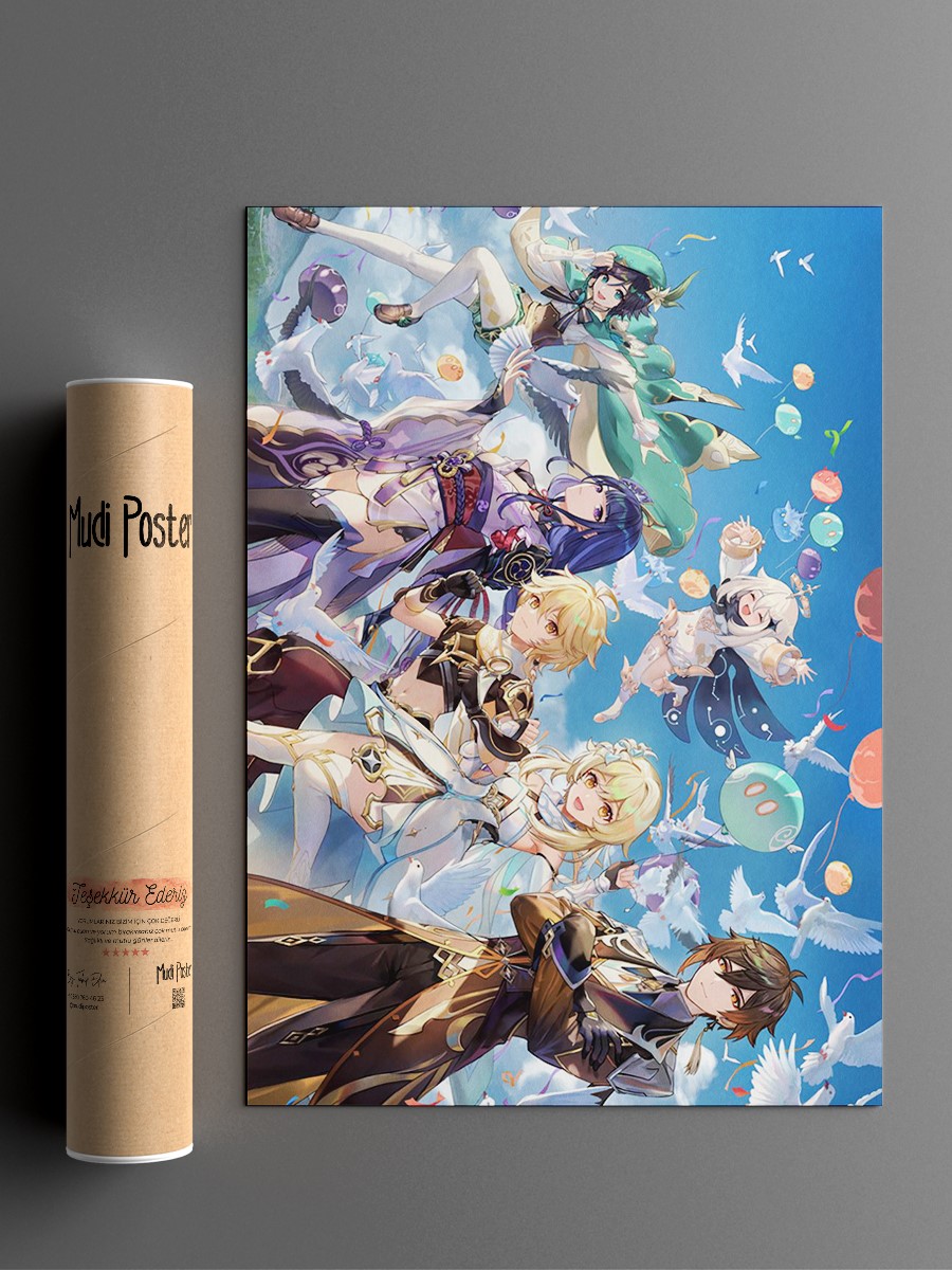 Genshin Impact 2021 G Anime Poster Çerçevesiz Yüksek Kalite Anime Duvar Poster