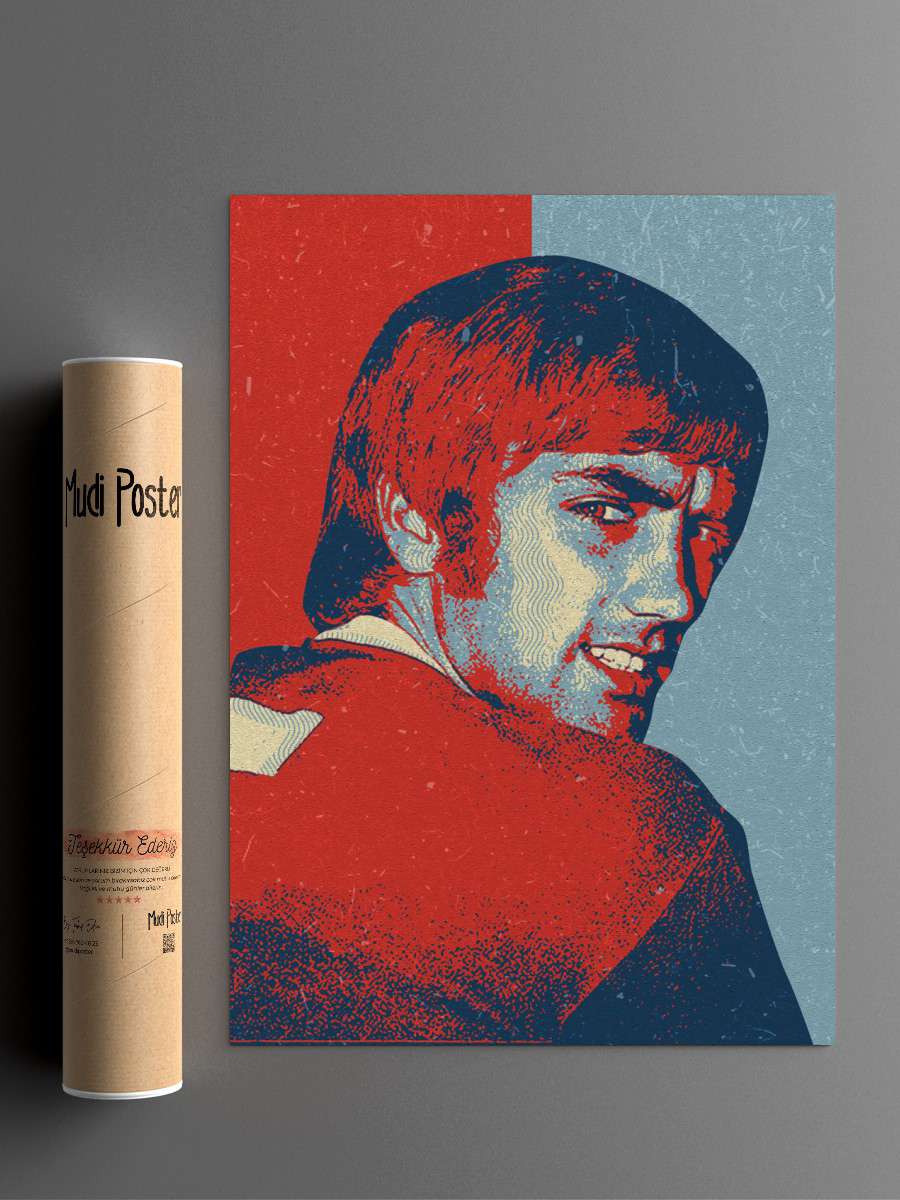 George Best Futbol Poster Çerçevesiz Yüksek Kalite Futbolcu Duvar Poster
