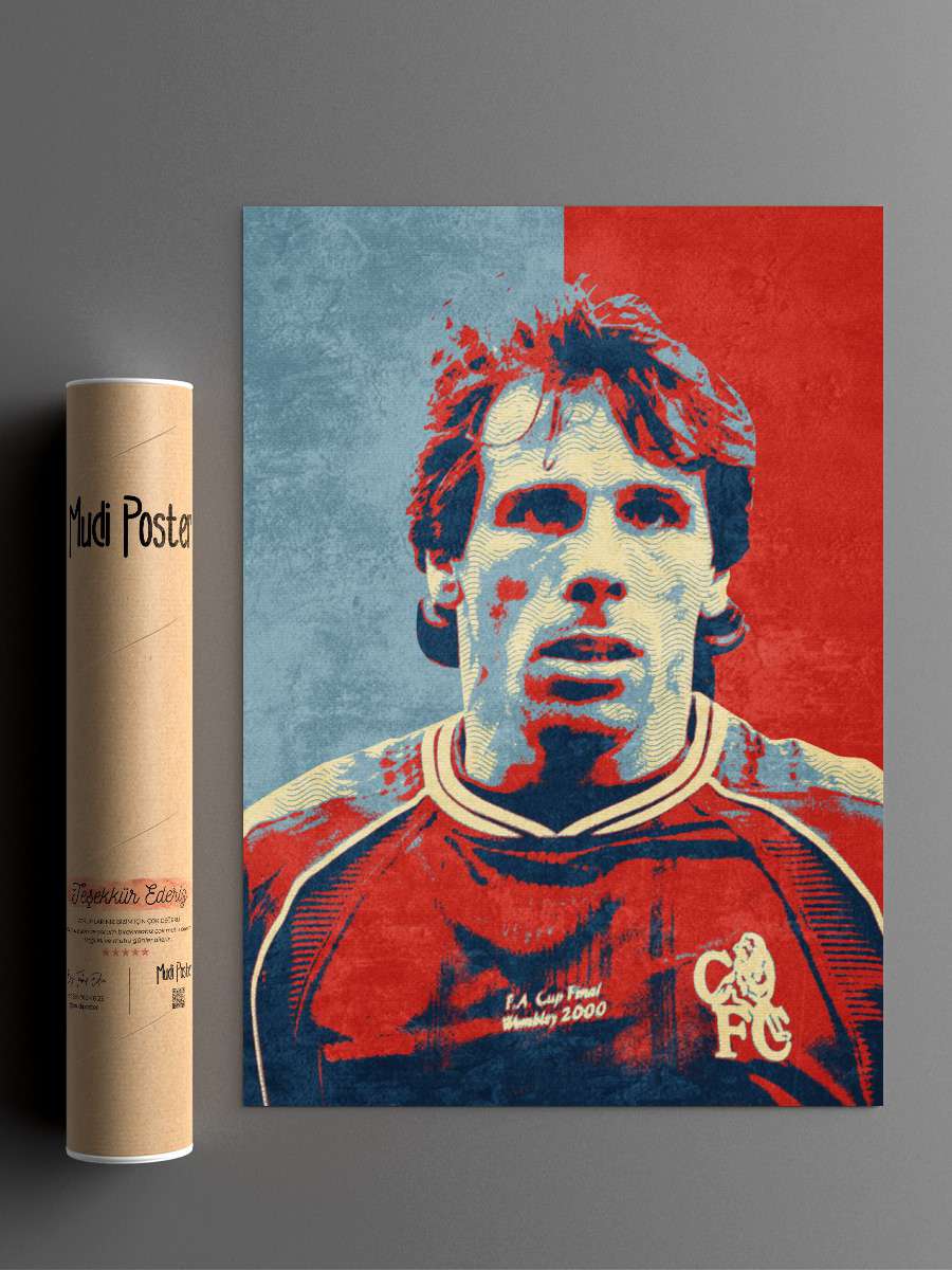 GIANFRANCO ZOLA Futbol Poster Çerçevesiz Yüksek Kalite Futbolcu Duvar Poster