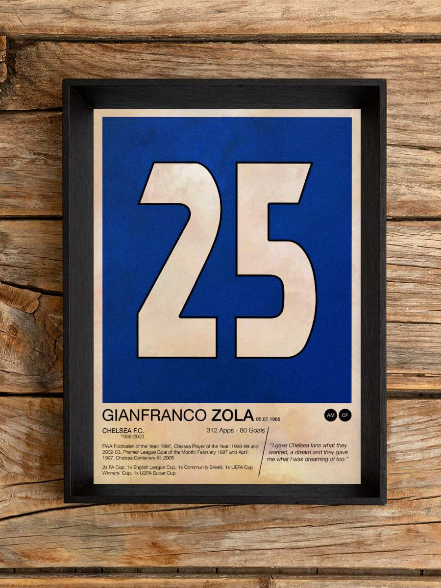 Gianfranco Zola Futbol Poster Çerçevesiz Yüksek Kalite Futbolcu Duvar Poster
