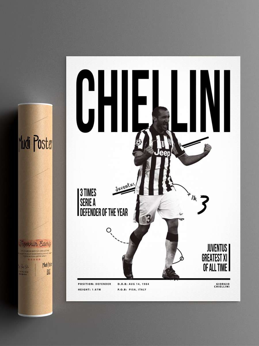 Giorgio Chiellini 3 Futbol Poster Çerçevesiz Yüksek Kalite Futbolcu Duvar Poster
