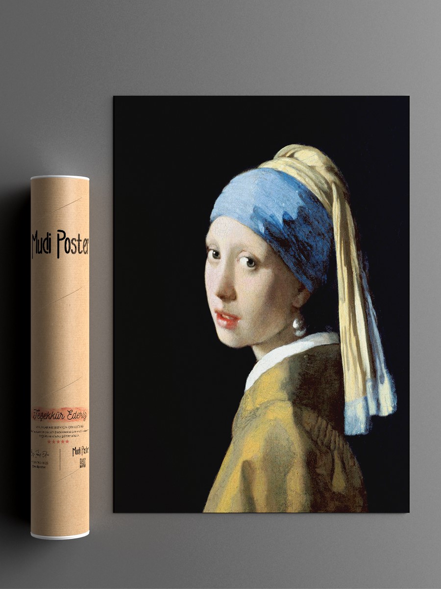 Girl with a Pearl Earring Tablo Sanatsal Ünlü Ressam Poster Çerçevesiz Yüksek Kalite Poster