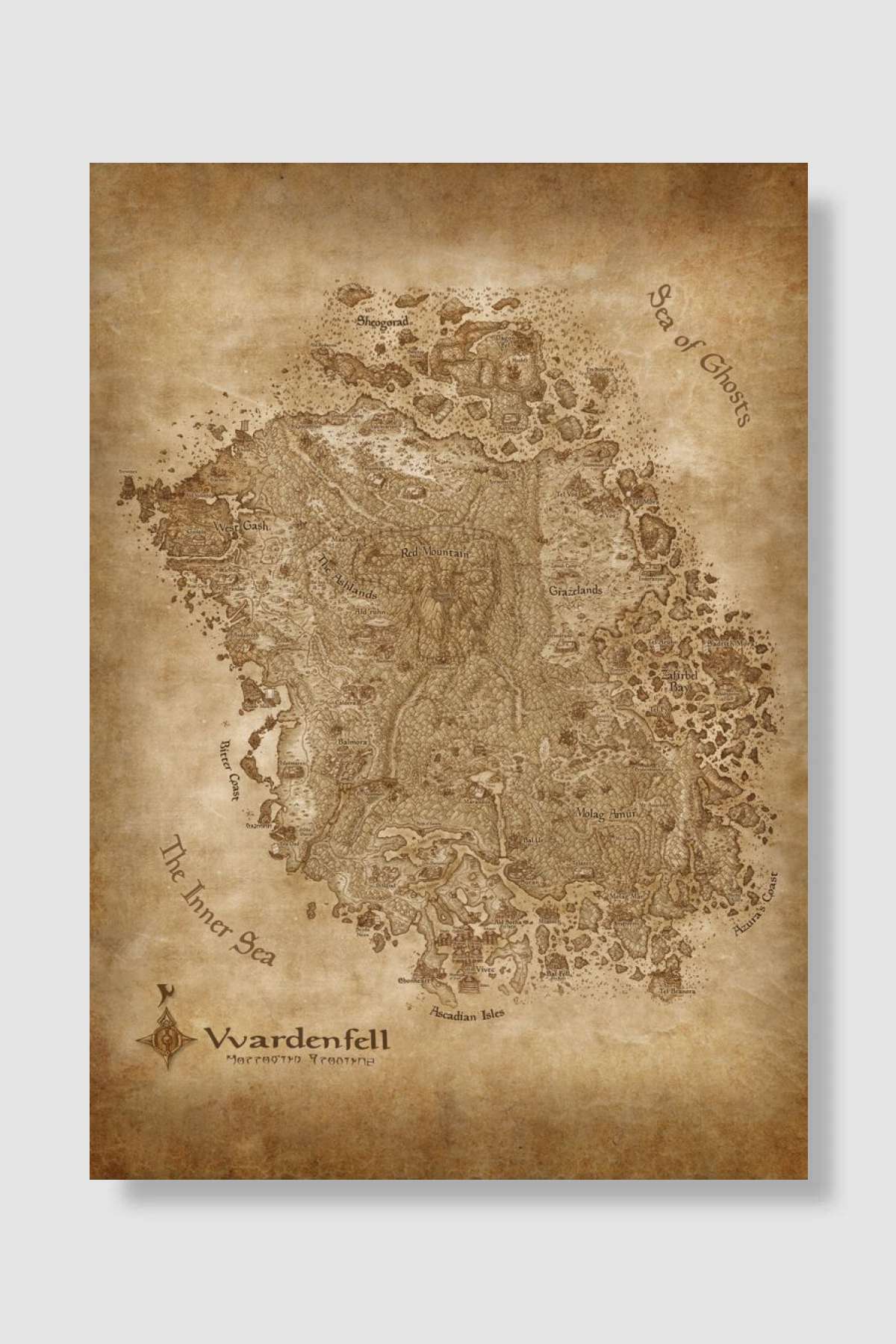 Morrowind Anth Map Oyun Poster Çerçevesiz Yüksek Kalite Oyun Afiş Duvar Poster - En İyi Fiyatlarla