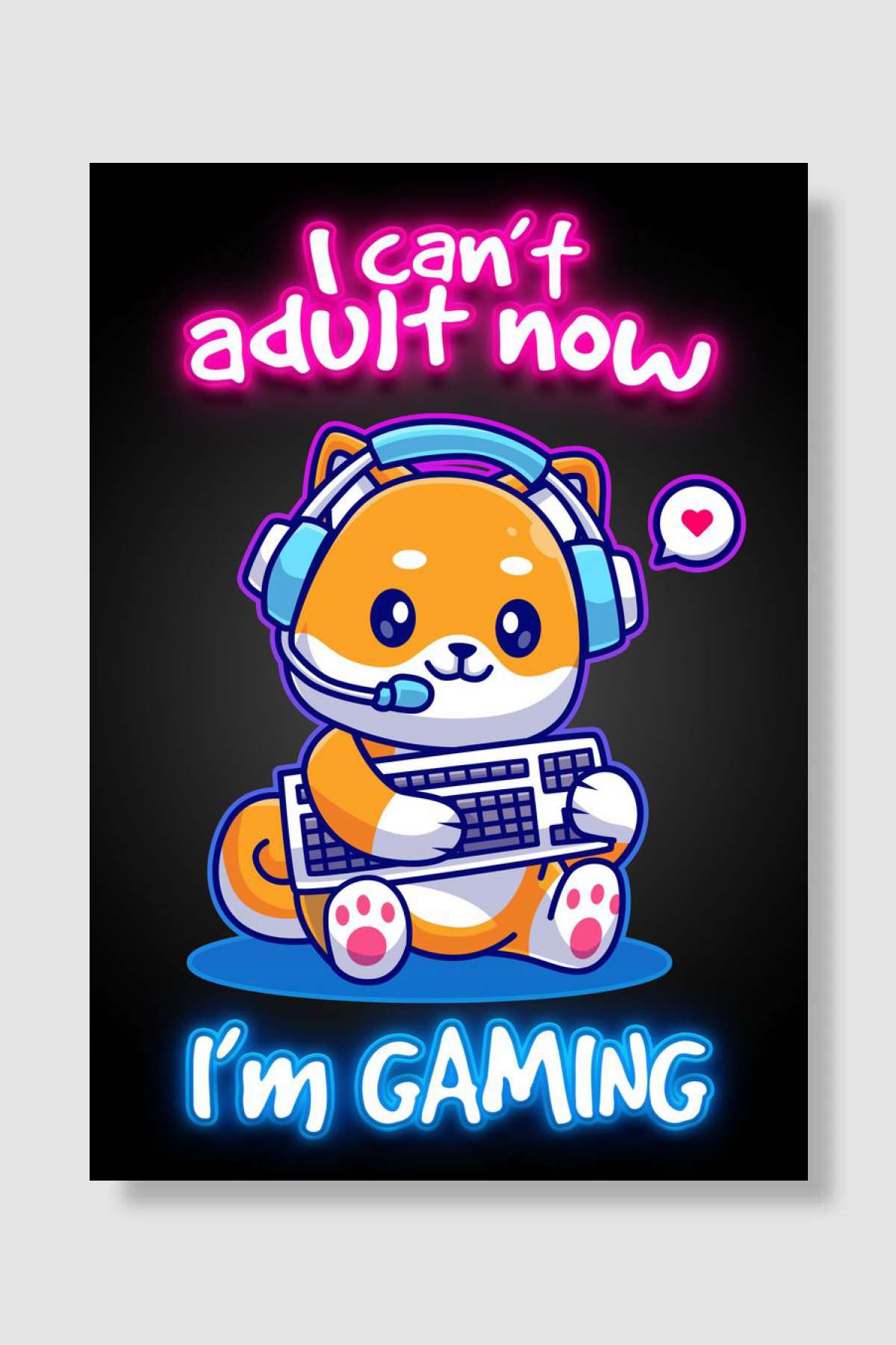 Dog Gaming Neon Game Oyun Poster Çerçevesiz Yüksek Kalite Oyun Afiş Duvar Poster - En İyi Fiyatlarla