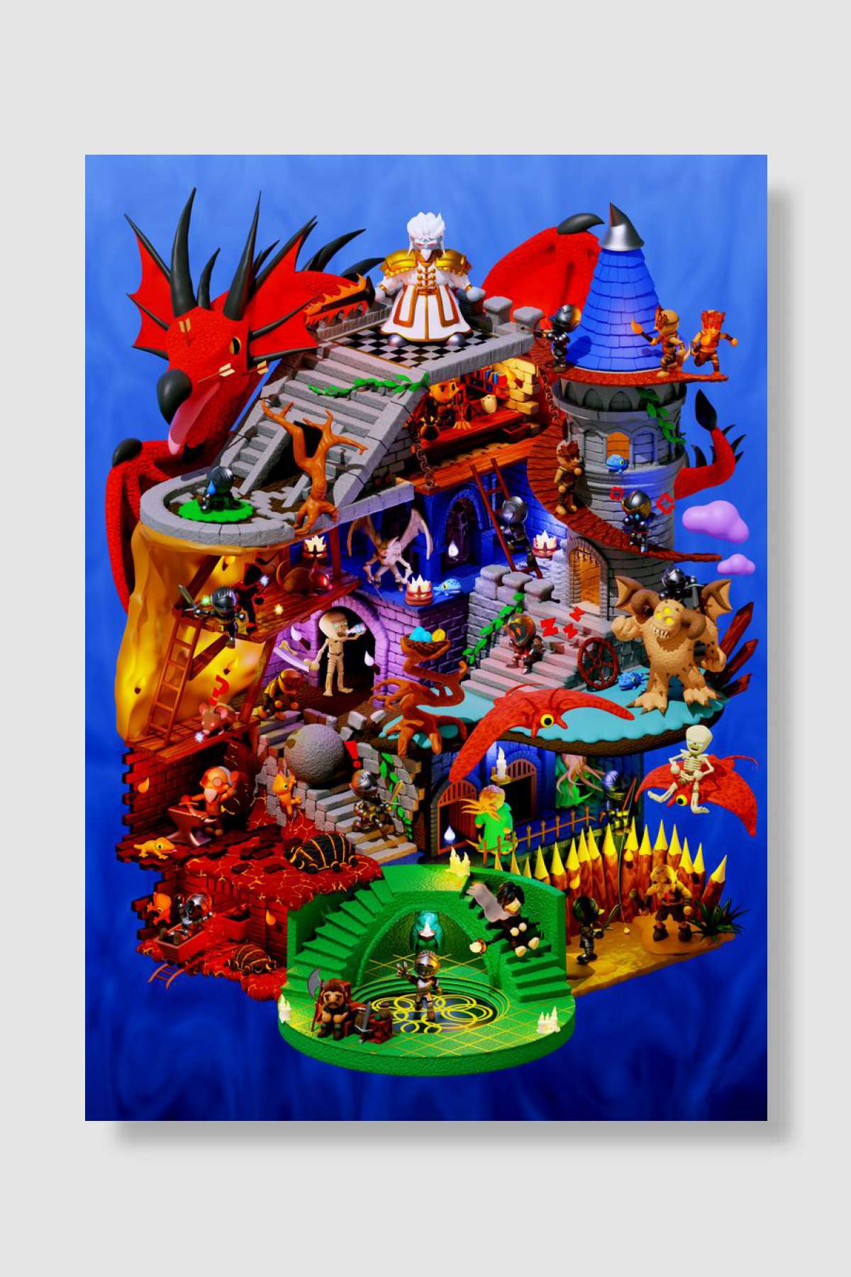 Demon's Demake Oyun Poster Çerçevesiz Yüksek Kalite Oyun Afiş Duvar Poster