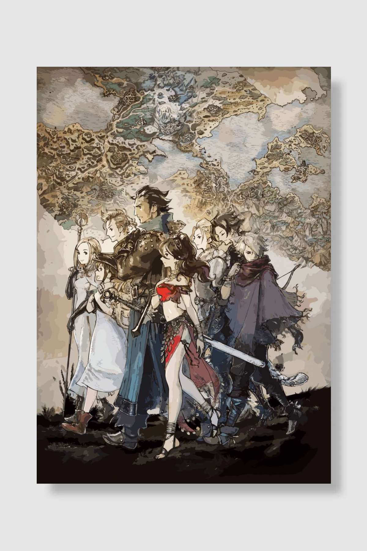 Octopath Traveler Oyun Poster Çerçevesiz Yüksek Kalite Oyun Afiş Duvar Poster