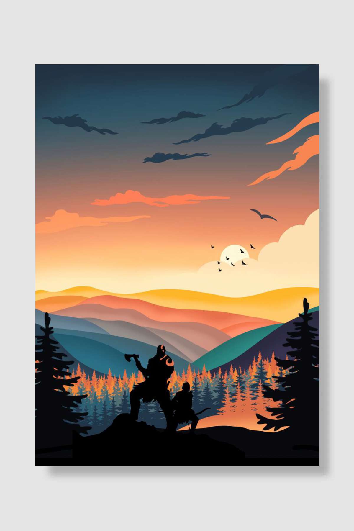 Night landscape Oyun Poster Çerçevesiz Yüksek Kalite Oyun Afiş Duvar Poster