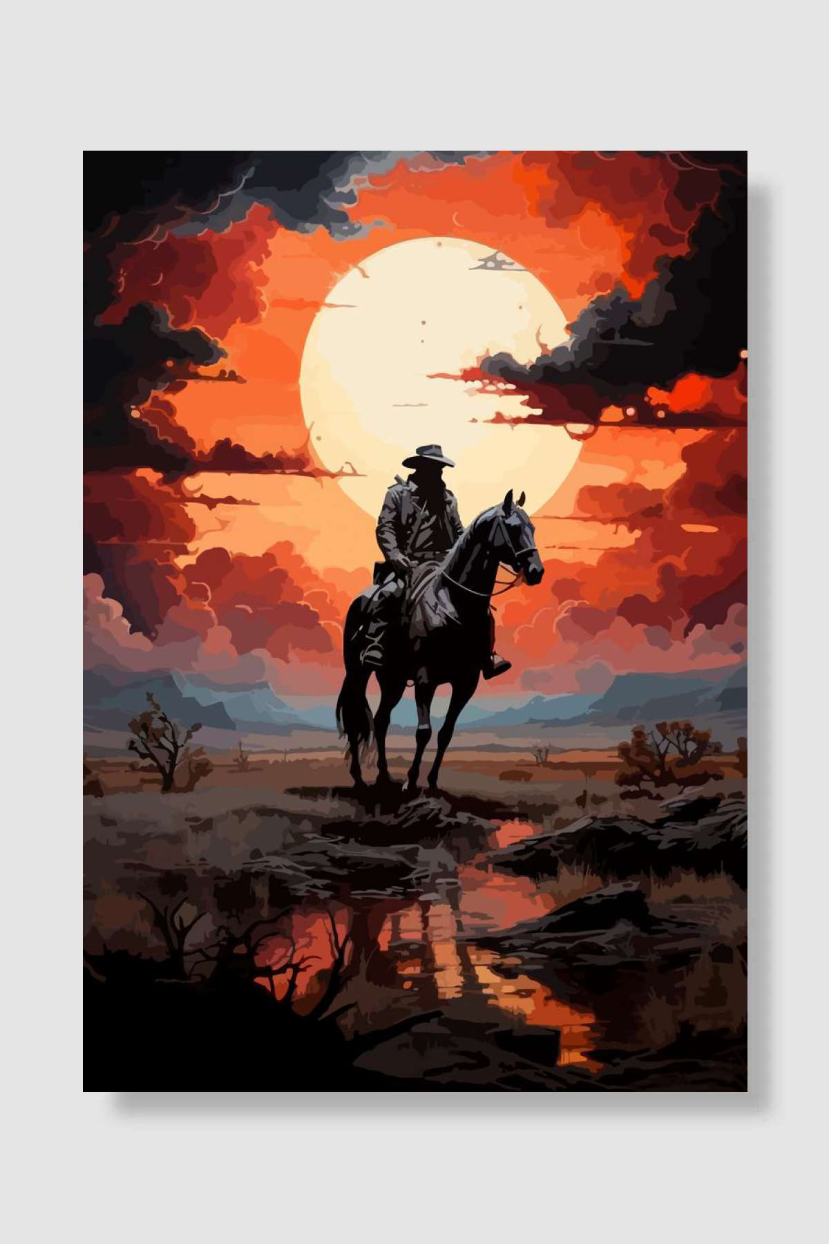Red Dead Redemption Koboi Oyun Poster Çerçevesiz Yüksek Kalite Oyun Afiş Duvar Poster