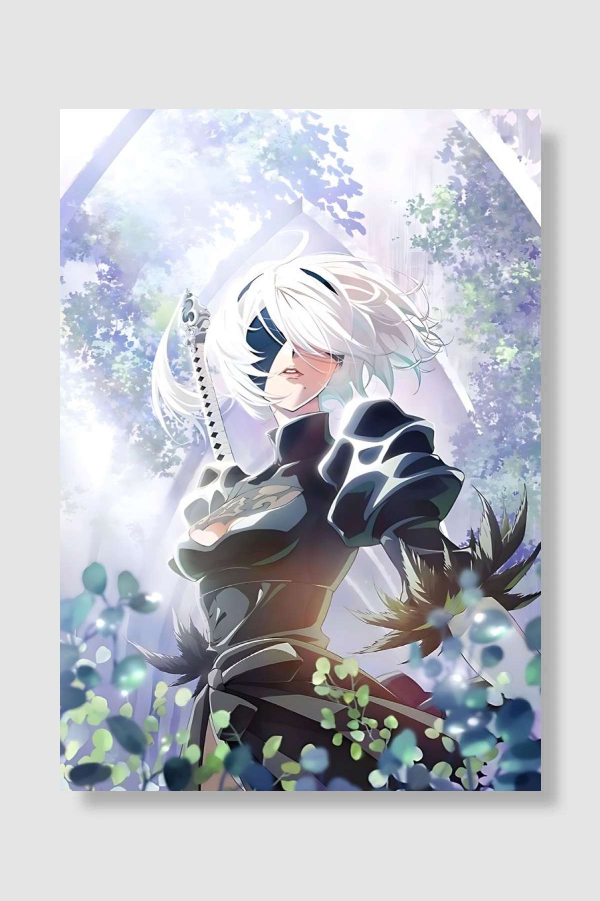 2B Nier Automata Anime Art Oyun Poster Çerçevesiz Yüksek Kalite Oyun Afiş Duvar Poster