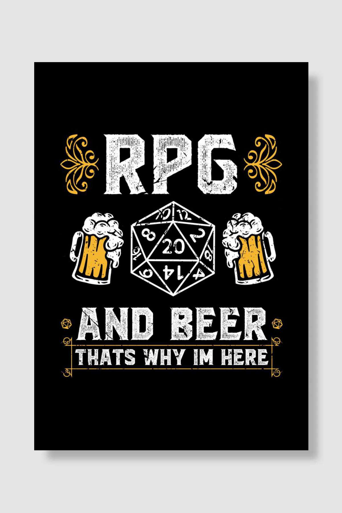 D20 Dice RPG Beer Tabletop Oyun Poster Çerçevesiz Yüksek Kalite Oyun Afiş Duvar Poster - En İyi Fiyatlarla