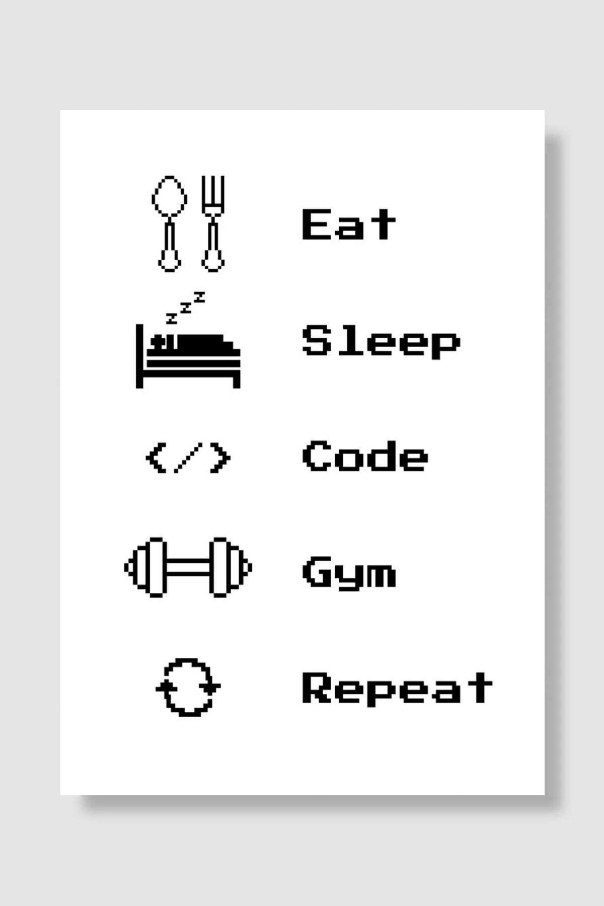 Gaming Room Eat Sleep Code Oyun Poster Çerçevesiz Yüksek Kalite Oyun Afiş Duvar Poster