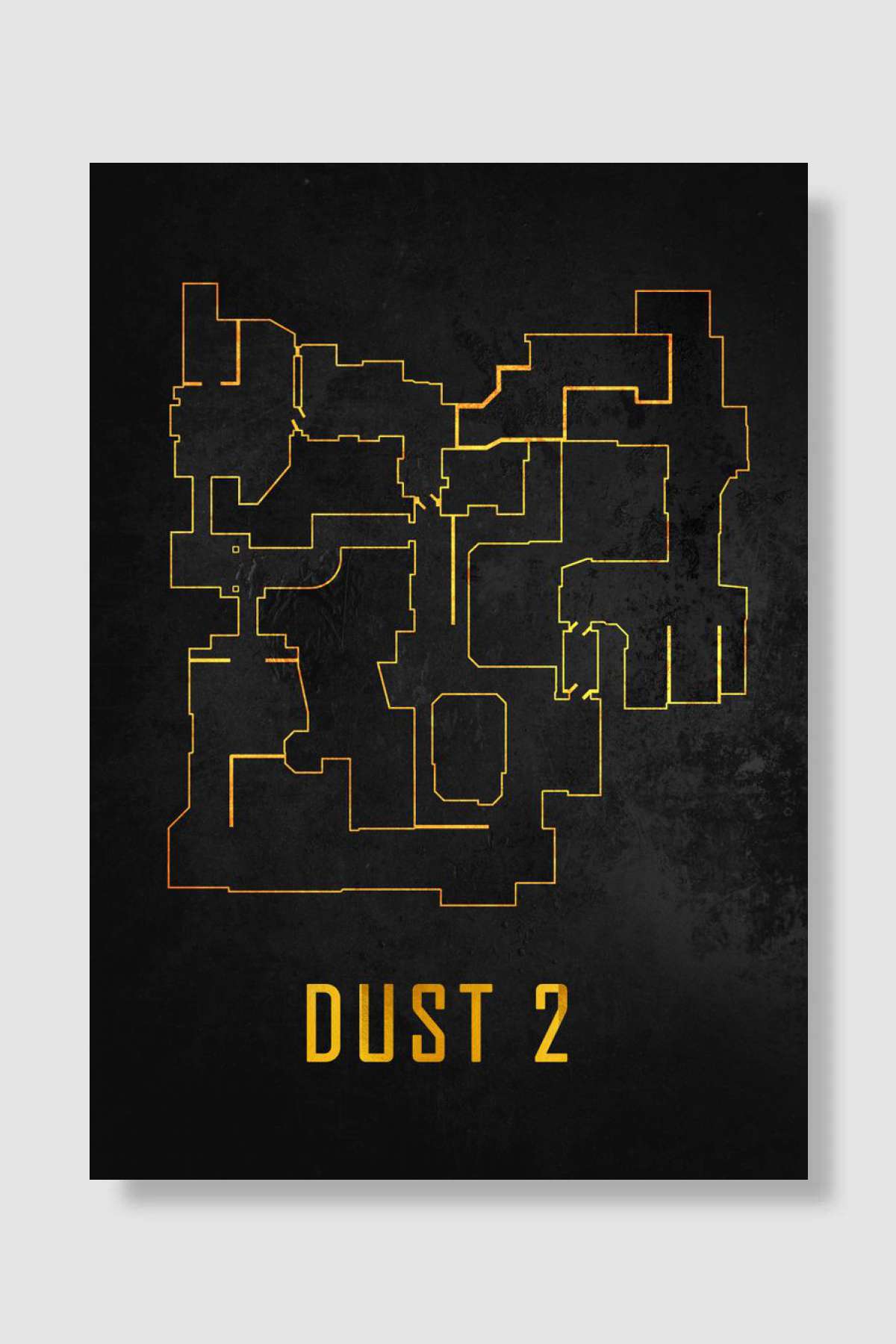 Dust2 Map Black And Gold Oyun Poster Çerçevesiz Yüksek Kalite Oyun Afiş Duvar Poster