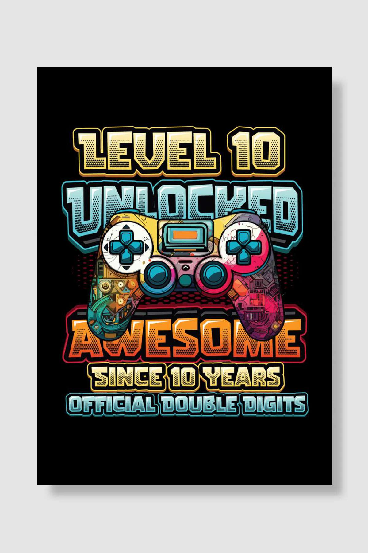 Level 10 Unlocked Gamer Oyun Poster Çerçevesiz Yüksek Kalite Oyun Afiş Duvar Poster