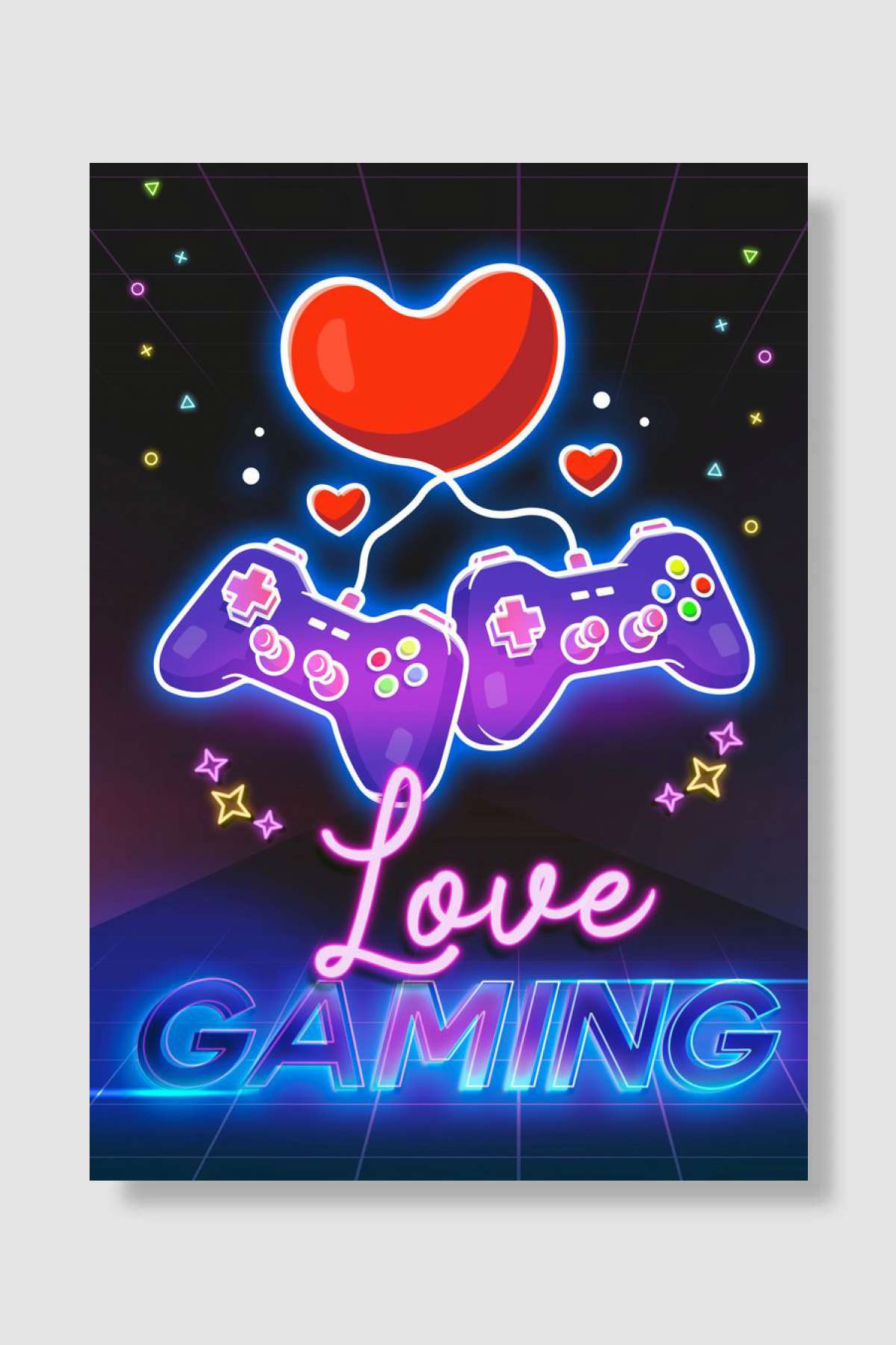 Love Gaming Neon Sign Oyun Poster Çerçevesiz Yüksek Kalite Oyun Afiş Duvar Poster