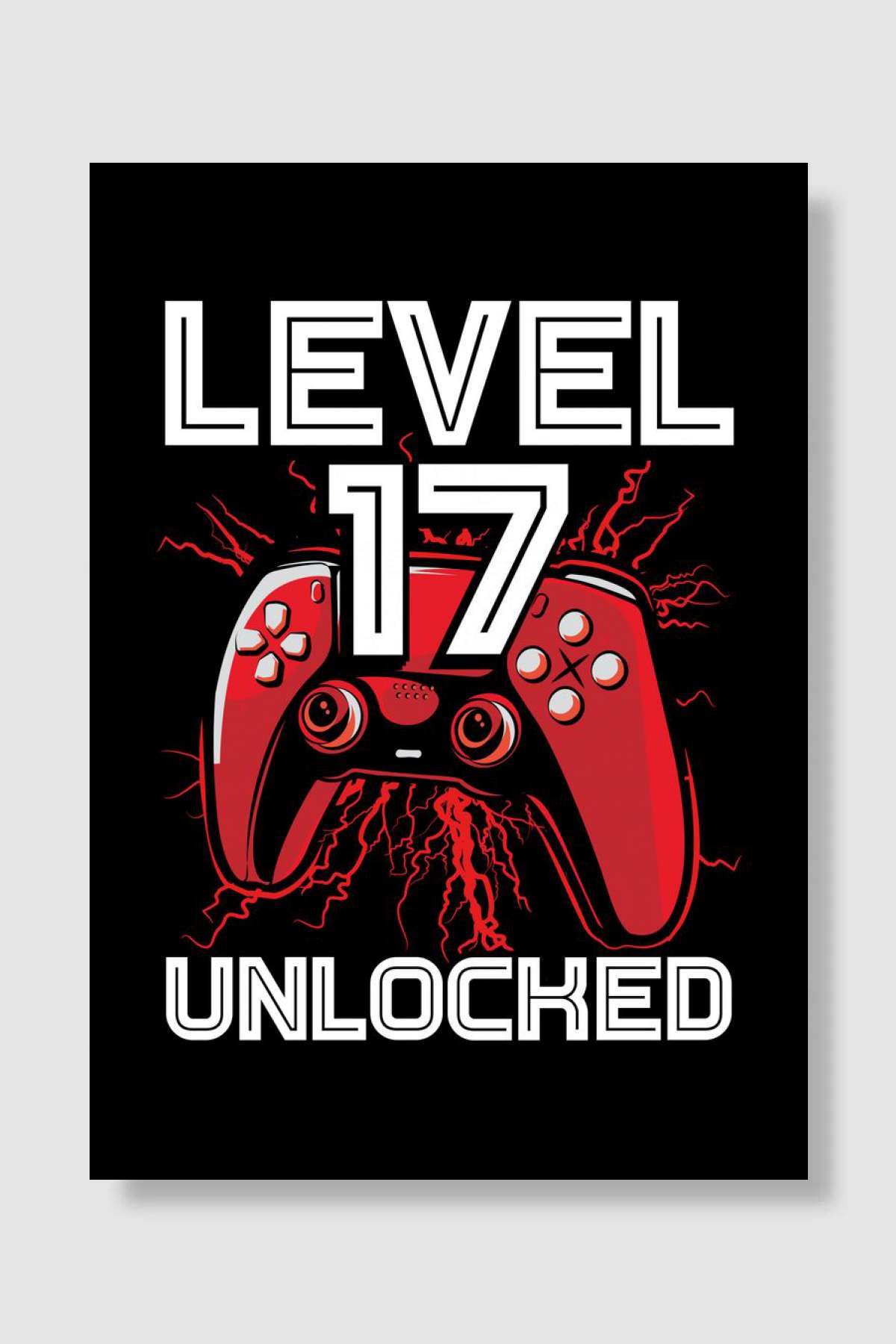 Gamer Level 17 birthday Oyun Poster Çerçevesiz Yüksek Kalite Oyun Afiş Duvar Poster