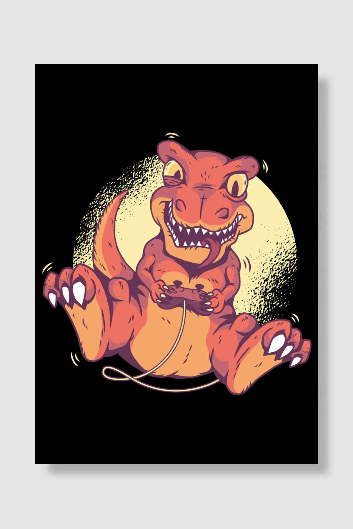 Gamer Dinosaur Rex Oyun Poster Çerçevesiz Yüksek Kalite Oyun Afiş Duvar Poster