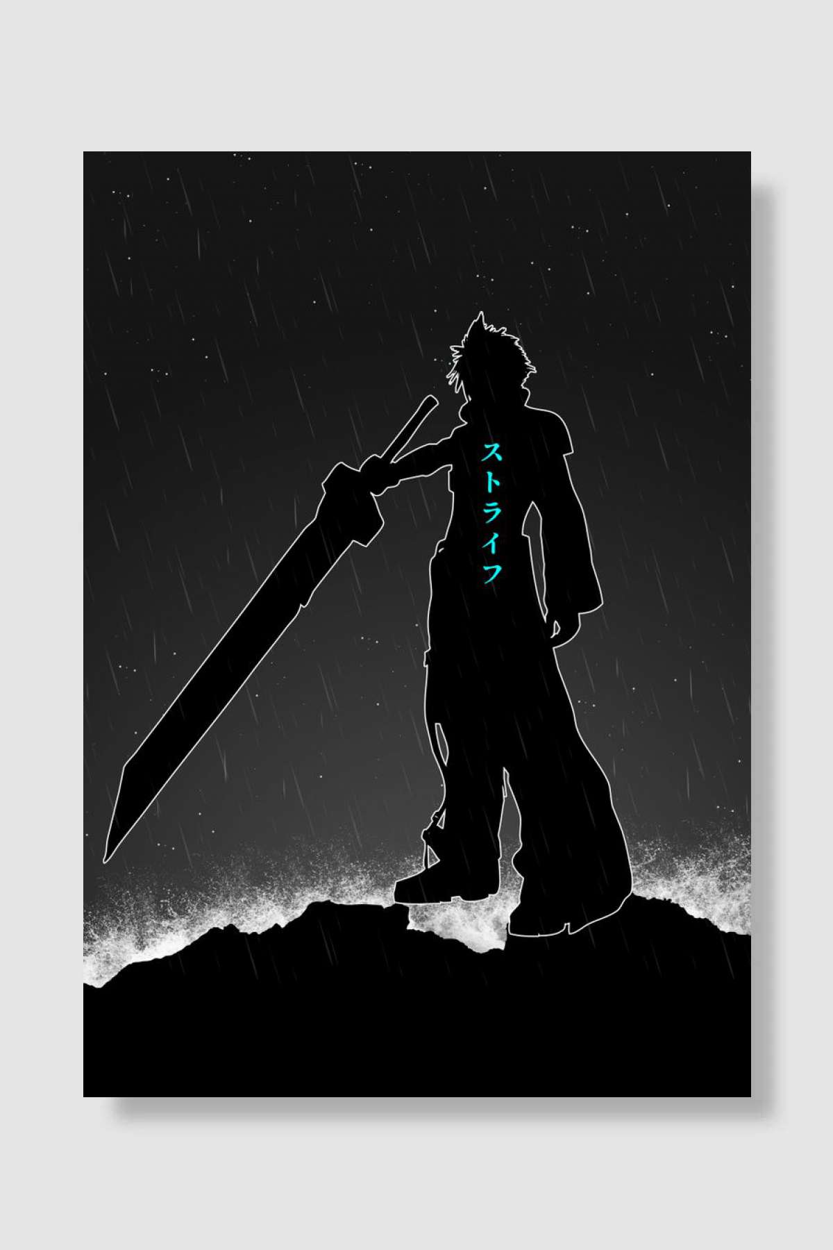 Cloud Strife Final Fantasy Oyun Poster Çerçevesiz Yüksek Kalite Oyun Afiş Duvar Poster